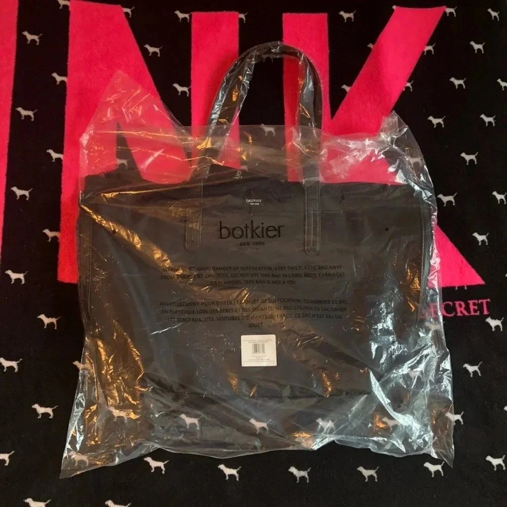 Botkier black leather nylon tote